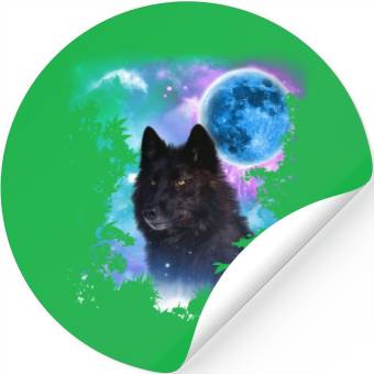 Discover Black Wolf MidNight Forest Stickers