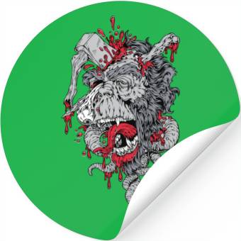Discover zombie ape with axe on head Stickers