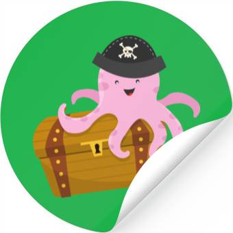 Discover Treasure with pirate octopus Stickers