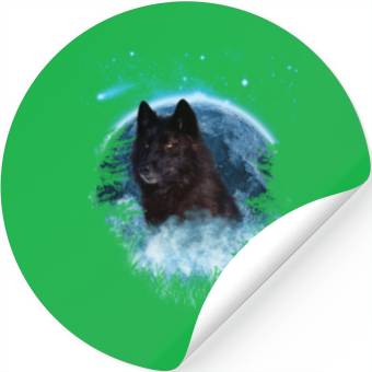 Discover Black Wolf Bl Moon Full Scape Stickers