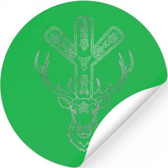 Discover Algiz Rune and Deer in Silver Stickers