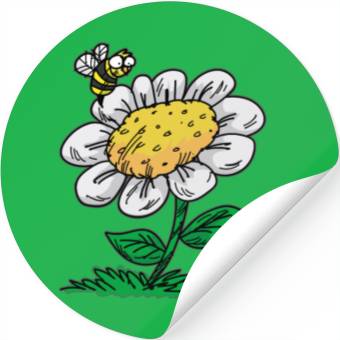Discover COMMON DAISY FLOWER Bee Cartoon Comic Stickers