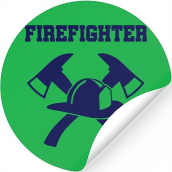 Discover Firefighter helmet and ax Firefighter Stickers