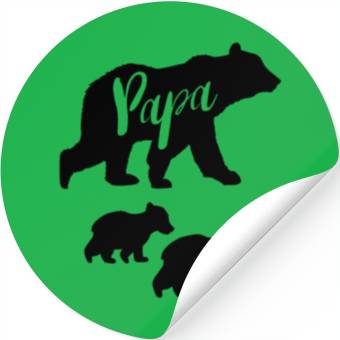 Discover Papa Bear Stickers with Two Cubs