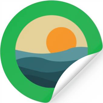 Discover Waves Sun Circle Stickers
