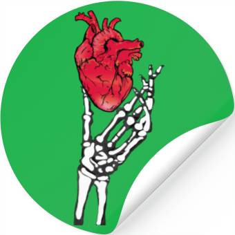 Discover Skeleton hand and red heart Stickers