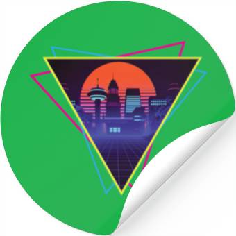 Discover future city synthwave Stickers