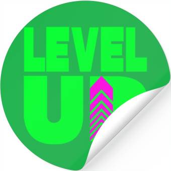 Discover Level Up Neon Green Stickers
