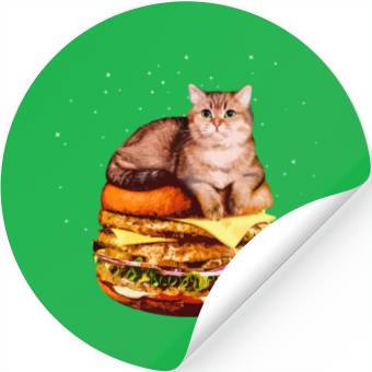 Discover Hamburger Space Cat Funny Kitty Gift Stickers