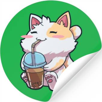 Discover Cat Bubble Tea Anime Stickers