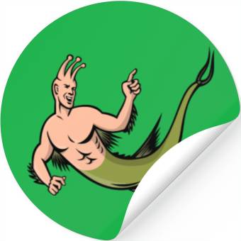 Discover Sea Monkey Pointing Mascot Stickers