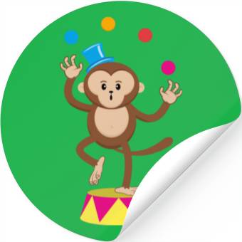 Discover Cute Circus Monkey Ape Comic Cartoon Stickers