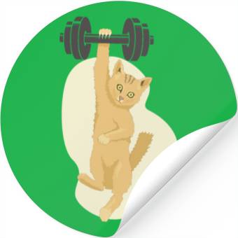 Discover Gym Lifting Cat Stickers