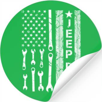Discover Jeep Dad American Flag Stickers