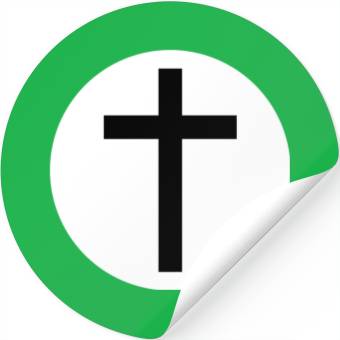 Discover Cross Inside a White Circle Stickers