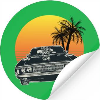 Discover Muscle Car Sunset Stickers