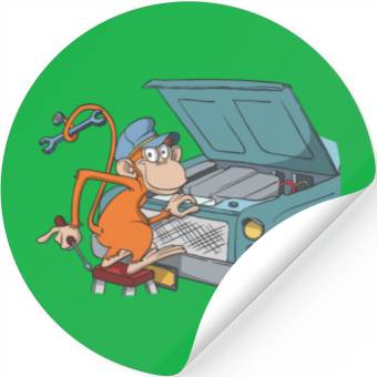 Discover Car mechanic monkey hood Stickers