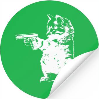 Discover Gun Kitty Funny Cat Stickers