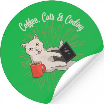 Discover Coding Cats and Coffee Software Developer Stickers