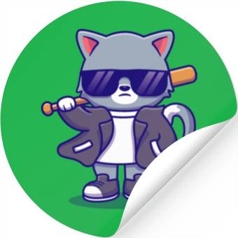 Discover Cat Sun Glasses Bat Stickers
