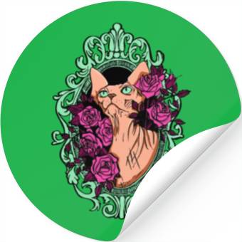 Discover Peach Sphynx Cat With Roses Stickers