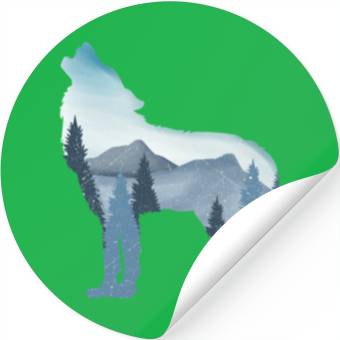 Discover Alpha Wolf Art - Nature Background Stickers