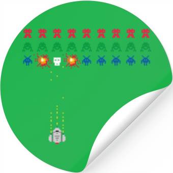 Discover Space Invader 8 bits old school game Stickers