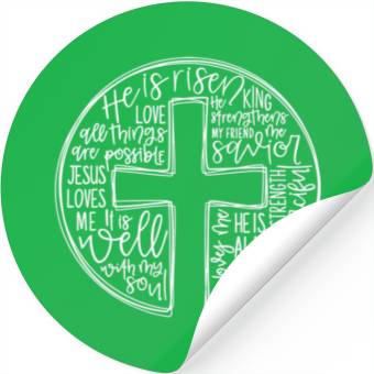 Discover Cross With Words He is Risen Stickers