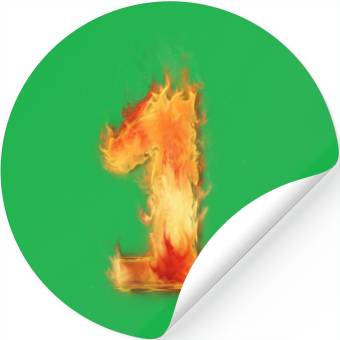 Discover fire flame number 1 two Stickers