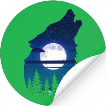 Discover Howling wolf full moon forest howling wild Stickers