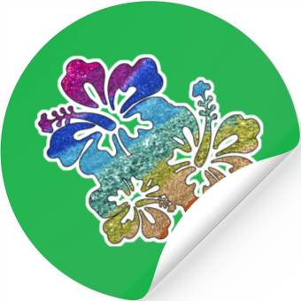 Discover hibiscus glitter Flower Stickers