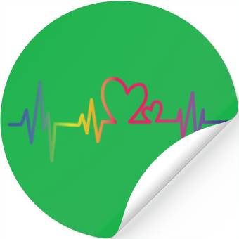 Discover Pride Rainbow heart beat Stickers