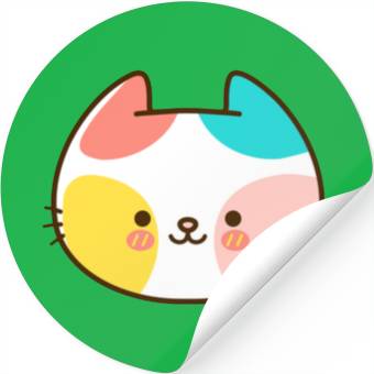 Discover Kawaii Cat Head Multicolored Stickers