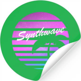 Discover Aesthetic synthwave sunset with palm tree. Stickers