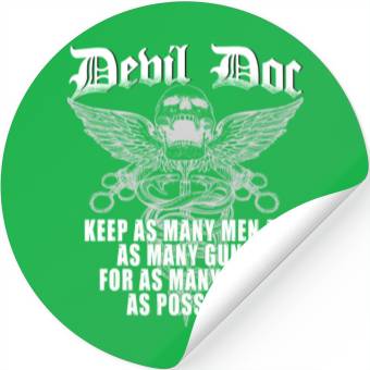 Discover Devil Doc US Navy Corpsman Badass Army Veteran Stickers
