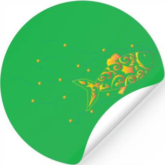 Discover Artsy gold fish waves Stickers