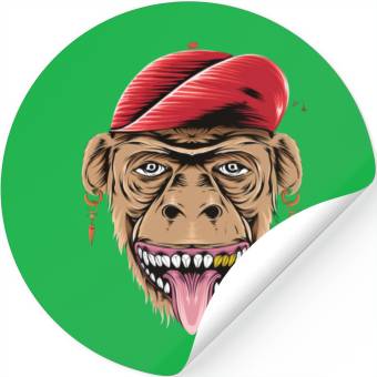 Discover happy monkey head for Stickers