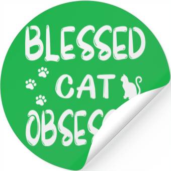 Discover blessed cat obsessed Stickers