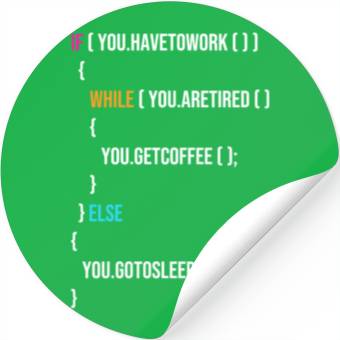 Discover Funny Programmer Codes Coffee And Sleep Stickers
