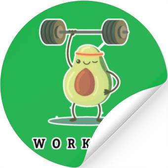 Discover Workout Avocado cartoon Stickers