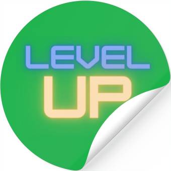 Discover Black Level Up Neon Typography Stickers