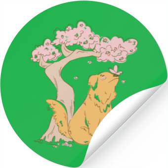 Discover Dog With Sakura Tree Stickers