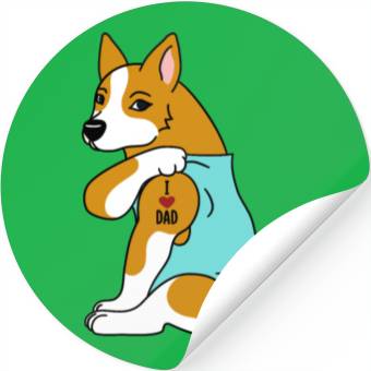 Discover I Love Dad Corgi Stickers