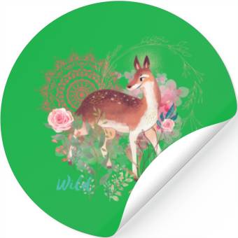 Discover Sweet Deer In Wild Spring - 13 Stickers
