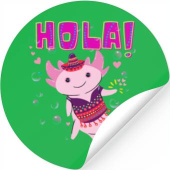 Discover Hola Cute Axolotl - 4 Stickers