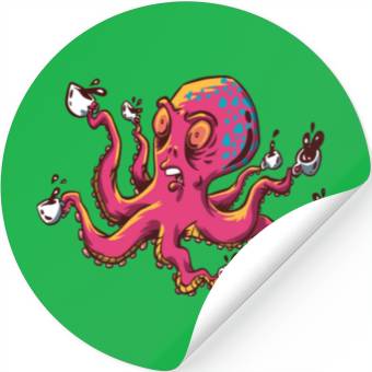 Discover Octopus Drinking Coffee Stickers