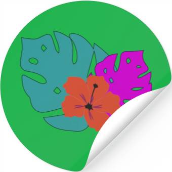 Discover Hibiscus and leaves Stickers