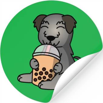 Discover Boba Bubble Tea Irish Wolfhound Stickers