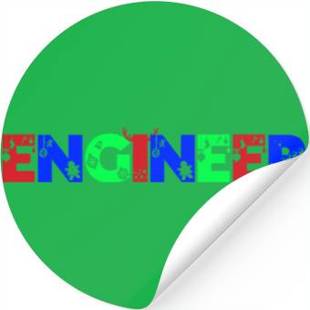 Discover Engineer Christmas Snowflake Typography Stickers