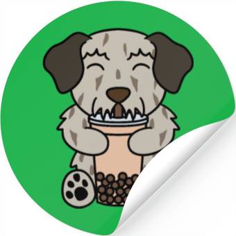 Discover Boba Bubble Tea Irish Wolfhound Stickers